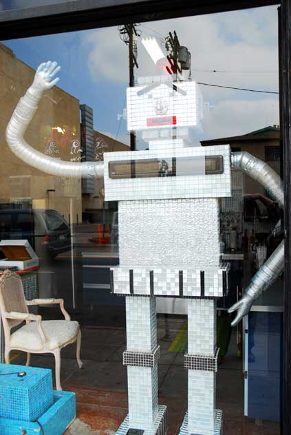 Robot in window of tile shop, Melrose Avenue at Van Ness