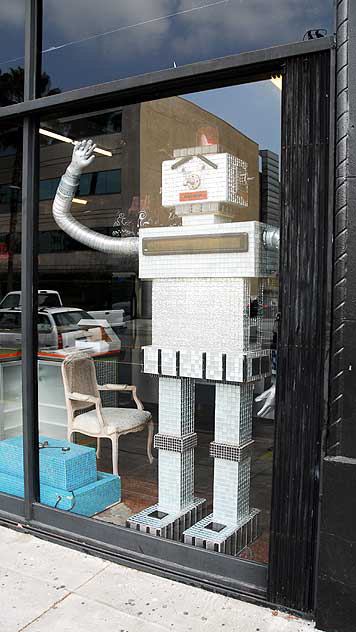 Robot in window of tile shop, Melrose Avenue at Van Ness