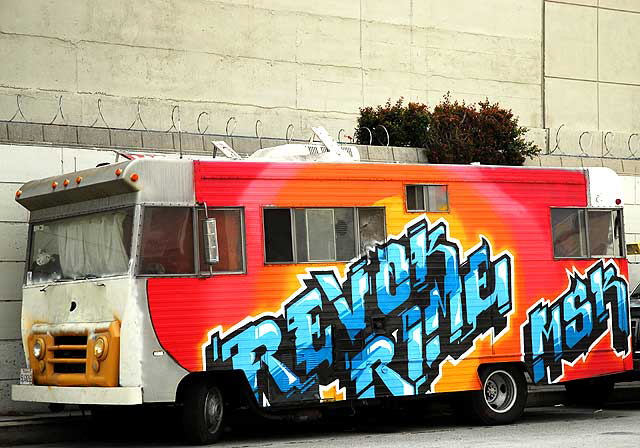 Painted RV on Gower, on the west side of Paramount Studios