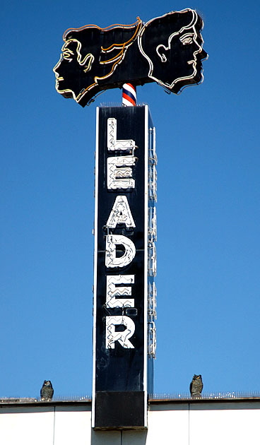Leader sign (defunct newspaper) - Fairfax Avenue, Los Angeles
