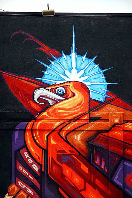 Aztec Bird mural on the northwest corner of Melrose and La Jolla, West Los Angeles