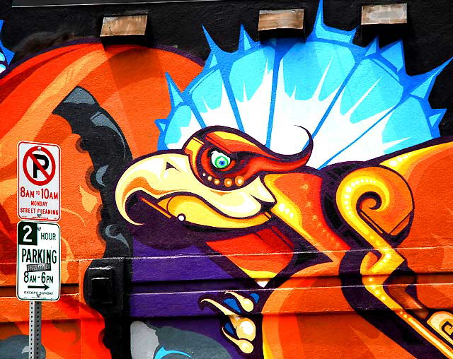 Aztec Bird mural on the northwest corner of Melrose and La Jolla, West Los Angeles