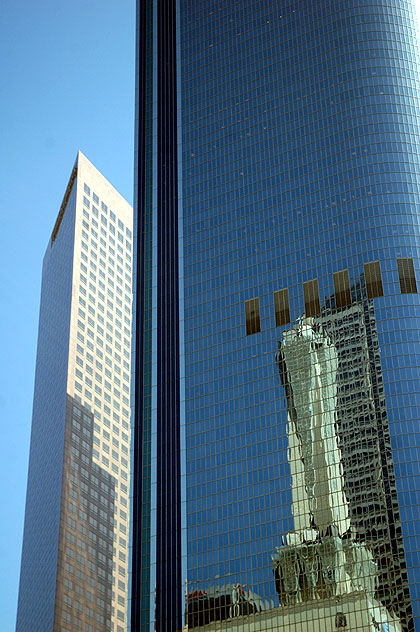 Fourth and Olive, downtown Los Angeles, reflections and verticals -