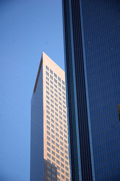 Fourth and Olive, downtown Los Angeles, reflections and verticals -