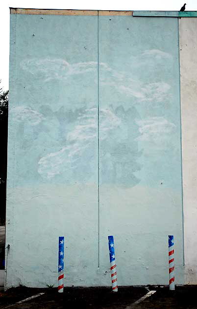 A faded blue wall 