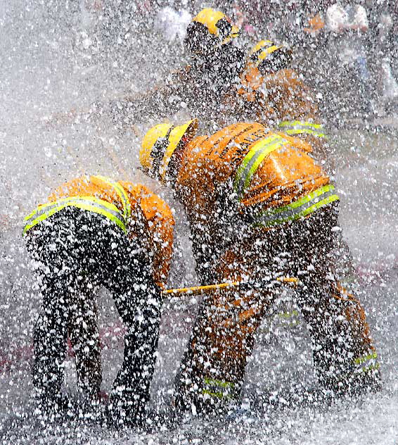 Broken fire hydrant, Tuesday, May 13, 2008, in the Wilshire District at noon - the northwest corner of Third and Vermont