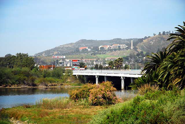 Where Malibu Creek empties into the Malibu Lagoon at Pacific Coast Highway 