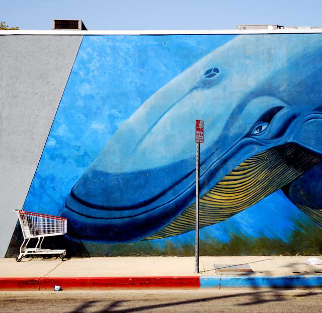 Two Blue Whales (1978), mural at the Westside Center for Independent Living, 12901 Venice Boulevard (at Beethoven Street) - Artists: Margaret Garcia, Randy Geraldi, David Gatchel, Samuel Myring, Marica Alvarez - Sponsor: Citywide Mural Project