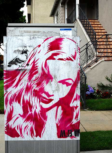 Redhead poster and apartment stairs, Burton Way, Beverly Hills 