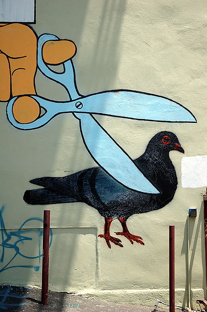 Pigeon and scissors graphic, Melrose Avenue, Hollywood