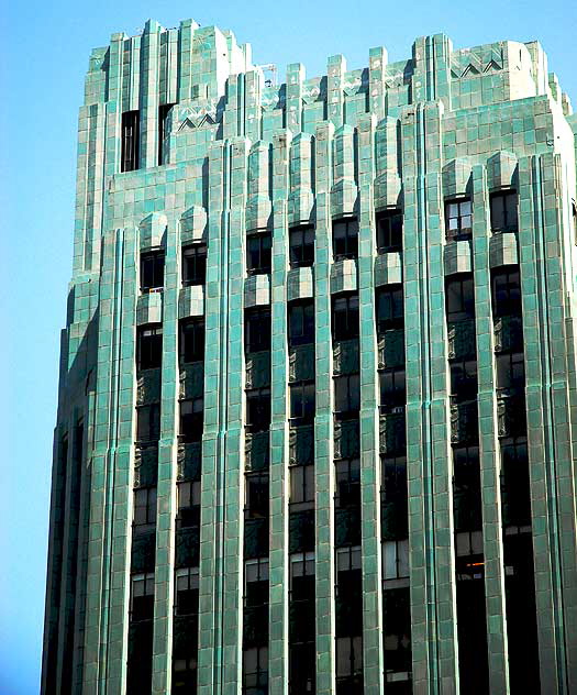 The green terra cotta Wiltern Theater at Wilshire and Western, from 1931 (Stiles O. Clements) 