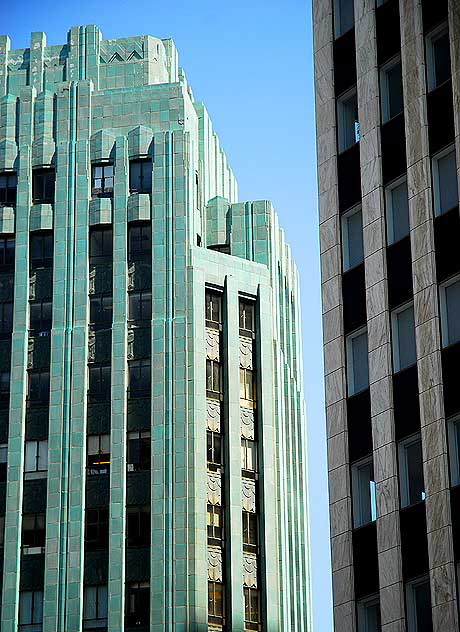 The green terra cotta Wiltern Theater at Wilshire and Western, from 1931 (Stiles O. Clements) 