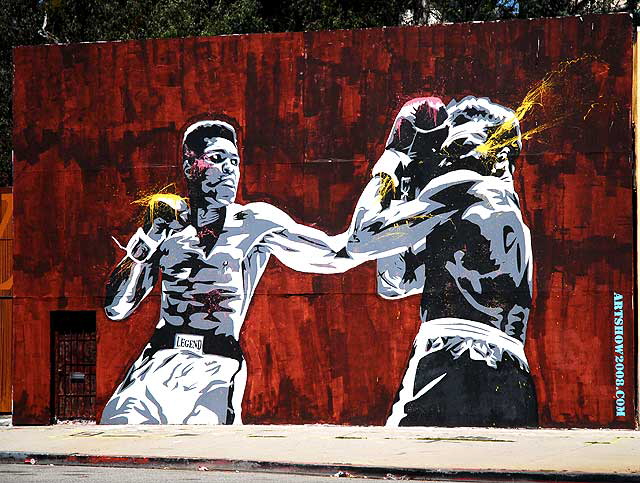 Mohammad Ali boxing graphic, La Brea at Dockweiler, West Los Angeles