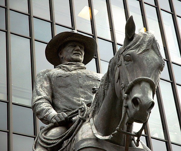 Statue of John Wayne by Harry Andrew Jackson, Wilshire  Boulevard