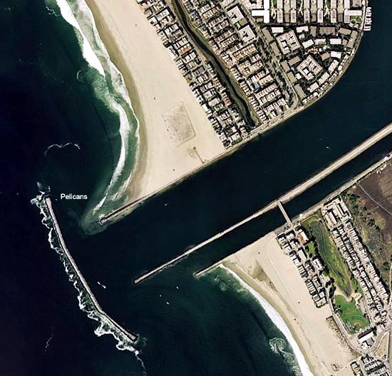 Via Google Earth - the mole at Marina Del Rey, California 