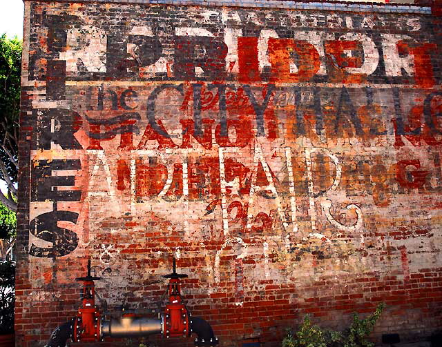 Old Brick Building, Second Street, Santa Monica - north wall, layers of advertizing 