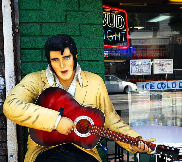 Elvis figure at lunch counter on Hollywood Boulevard