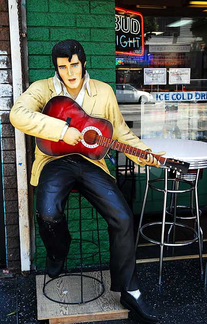 Elvis figure at lunch counter on Hollywood Boulevard
