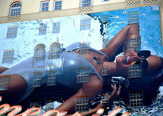 Swimsuit graphic on the east wall of the famous Roosevelt Hotel, Hollywood Boulevard