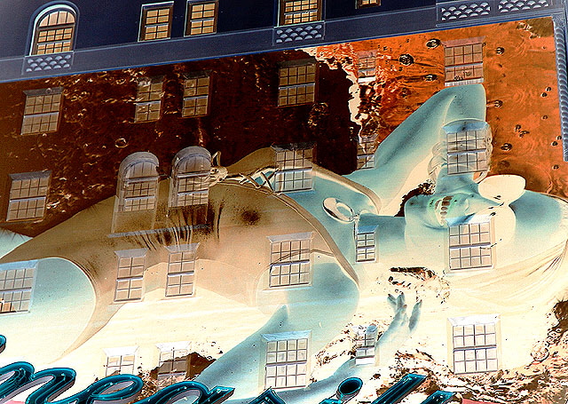 Swimsuit graphic on the east wall of the famous Roosevelt Hotel, Hollywood Boulevard