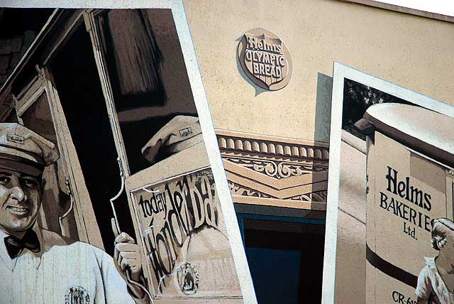 On a new building, a trompe l'oeil homage to the past, Helms Bakery images