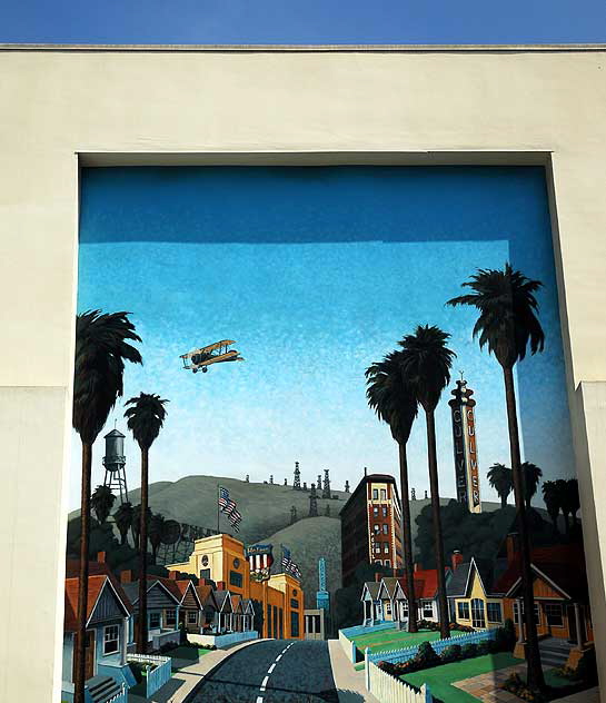 "Helms Coach Gone A Rye"  2002 Mural by Art Mortimer, Olympic Fountain by Andrea Cohen Gehring