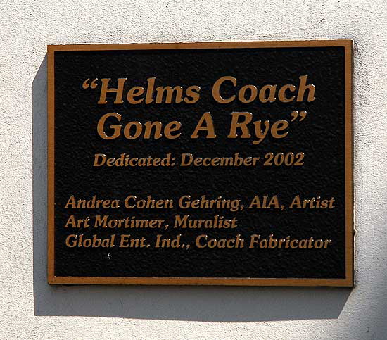 "Helms Coach Gone A Rye"  2002 Mural by Art Mortimer, Olympic Fountain by Andrea Cohen Gehring