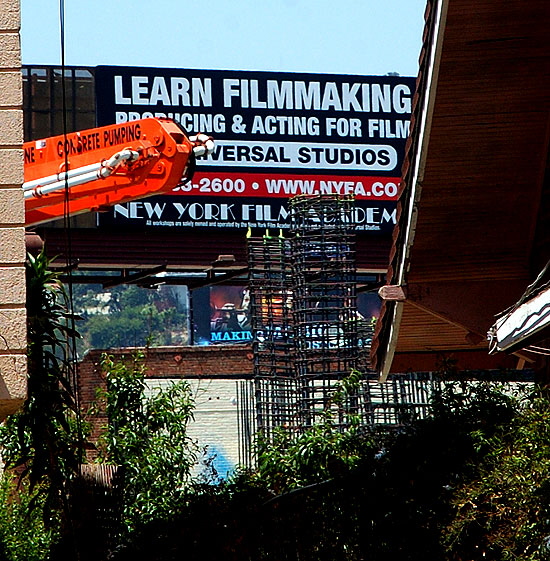 Looking north from Detroit Street, just above Sunset, at the signs up on Hollywood Boulevard