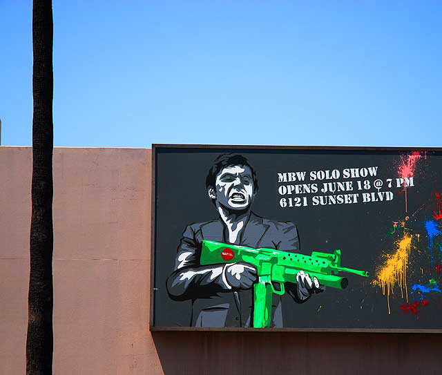 MBW art billboard on Sunset Boulevard, Hollywood