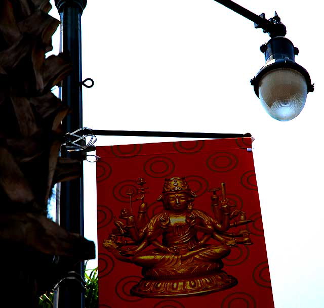 Asian art banner with streetlamp, Hollywood Boulevard