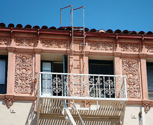 Pink fire escape, Wilshire Boulevard