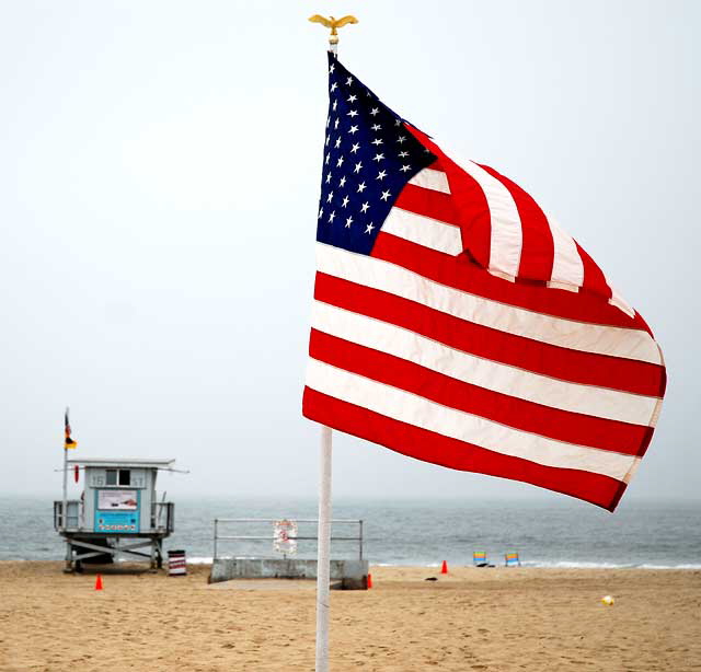 Fourth of July flag - Hermosa Beach