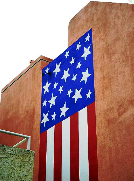 Flag painted on building, Sixteenth Street, Hermosa Beach