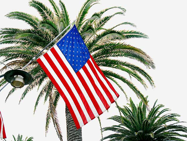Fourth of July flag on Pier Avenue, Hermosa Beach