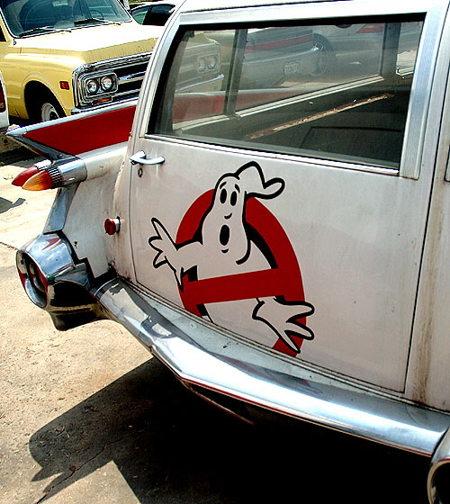 1959 Cadillac Miller-Meteor limo-style endloader combination (hearse/ambulance) used in the 1984 film Ghostbusters, known popularly as the Ectomobile (as in ectoplasm)