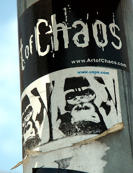 Sticker on lamppost, northeast corner of Laurel Avenue and Sunset Boulevard 