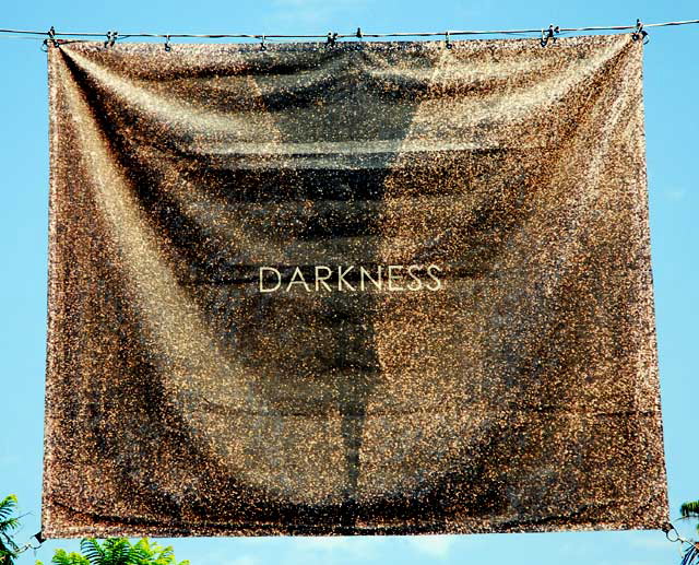 Banner hanging over the Third Street Promenade, Santa Monica - Darkness