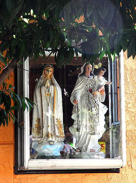 Saints in garden window, Santa Monica