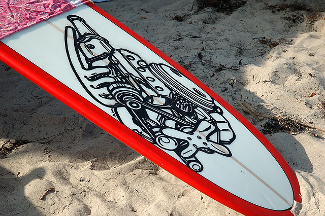 Surfboard at the Call to the Wall Surf Festival on Saturday, July 21, 2007  Surfrider Beach, Malibu