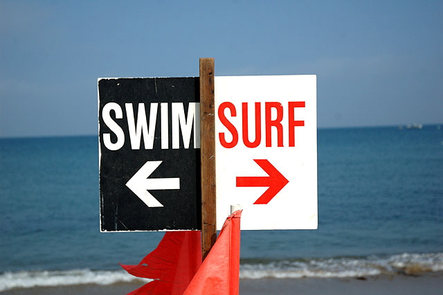 Beach sign at the Call to the Wall Surf Festival on Saturday, July 21, 2007  Surfrider Beach, Malibu