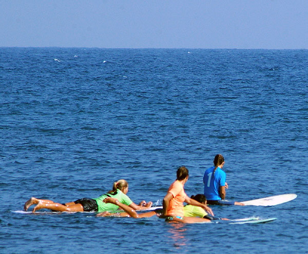 Waiting for waves at the Call to the Wall Surf Festival on Saturday, July 21, 2007  Surfrider Beach, Malibu