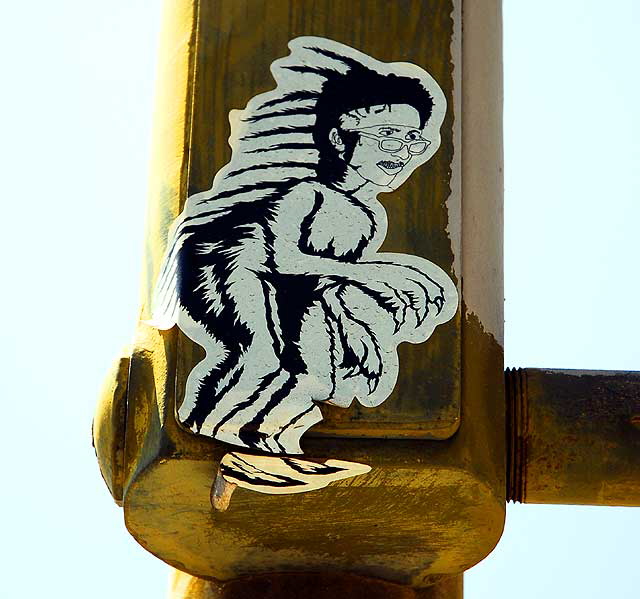 Odd Beast sticker on traffic signal box, Fairfax Avenue, West Los Angeles