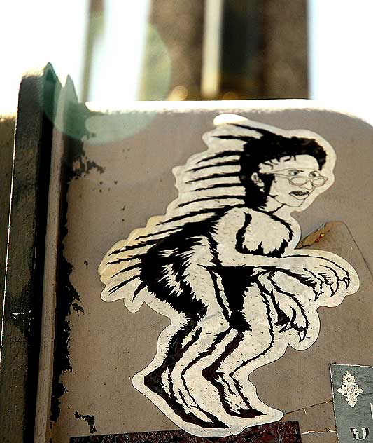 Odd Beast sticker on traffic signal box, Fairfax Avenue, West Los Angeles