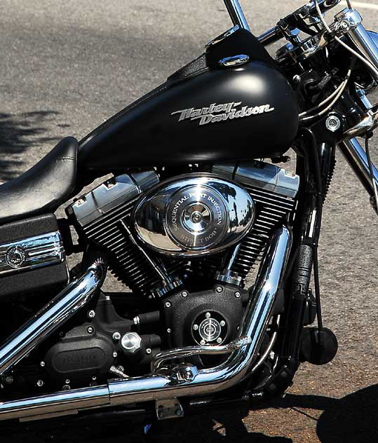 Harley-Davidson chopper parked on Ventura Boulevard in Sherman Oaks