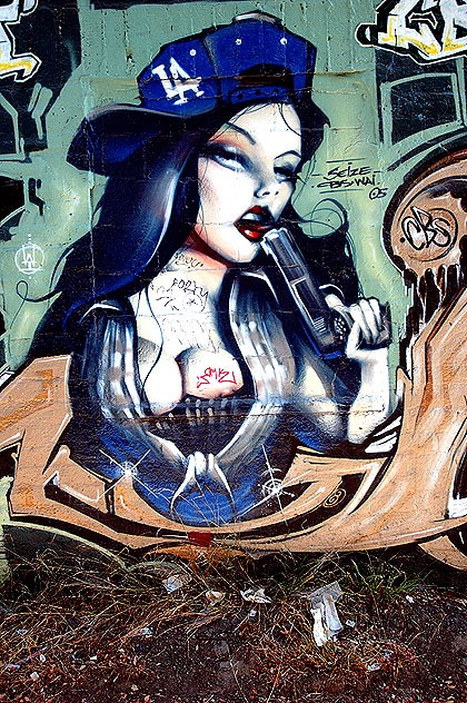 "LA Woman" - north wall behind Precision Motors, Melrose Avenue