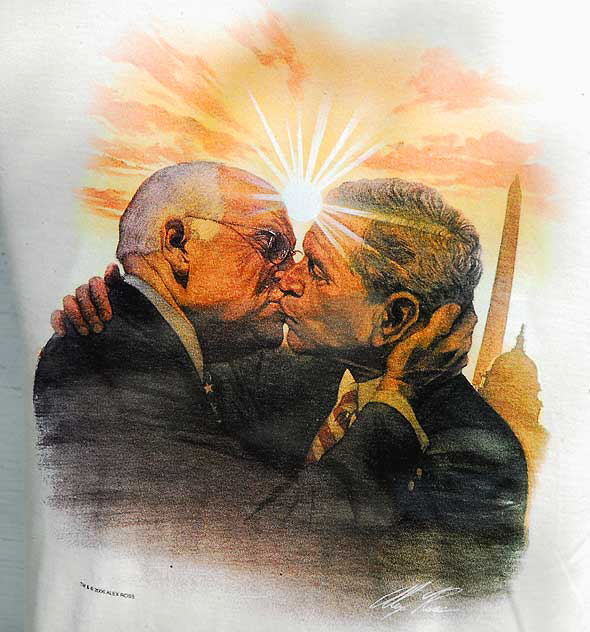Bush-Cheney kissing - t-shirt in shop window, Santa Monica