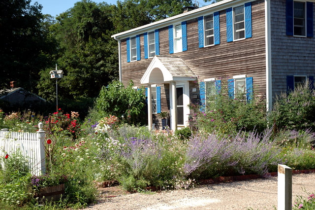 A garden in Wellfleet, above Wellfleet Harbor 