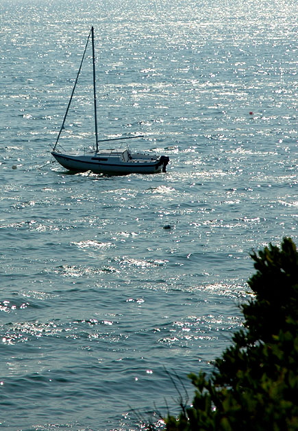 Sailboat at anchor, Cape Cod Bay