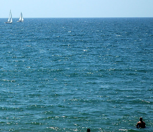 Surfres watch sailboats, Venice Beach