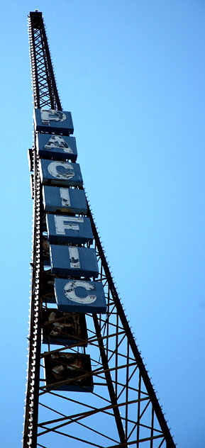 Radio tower above the old Warner Pacific Theater on Hollywood Boulevard